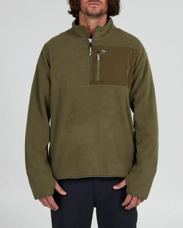 Simplified Chic Ebbtide 1/2 Zip Polar Fleece - Olive