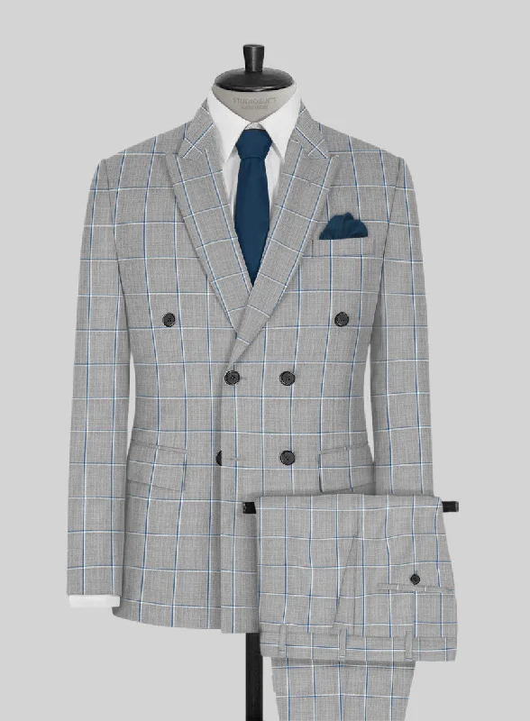 Retro Patterns Napolean Aria Light Gray Wool Suit