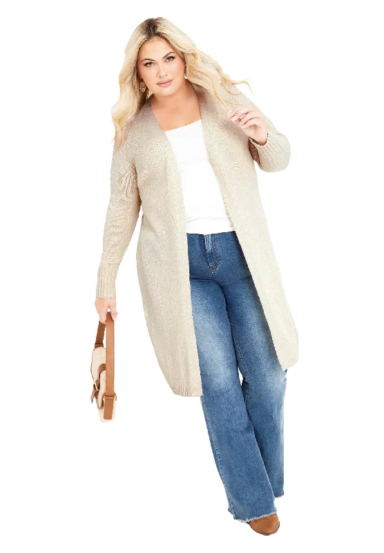 Modern Outdoor Charmed Collarless Longline Cardigan