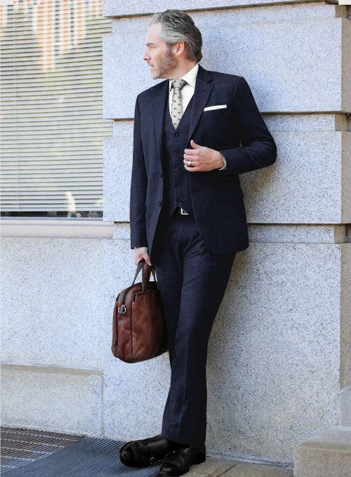 Relaxed Fashion Lanificio Zegna Trofeo Navy Blue Wool Suit