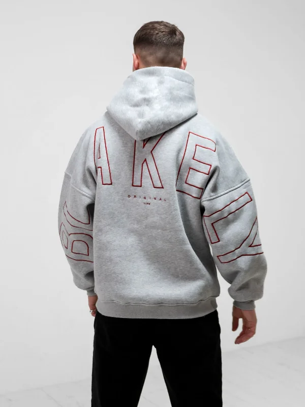 Monochrome Essentials Embroidered Idris Oversized Hoodie - Red