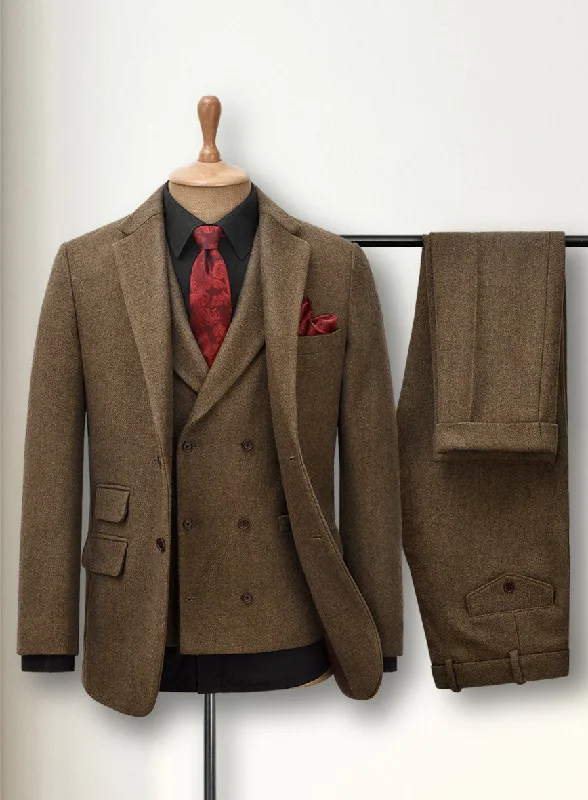 Sporty Minimalism Royal Brown Heavy Tweed 3 Piece Suit