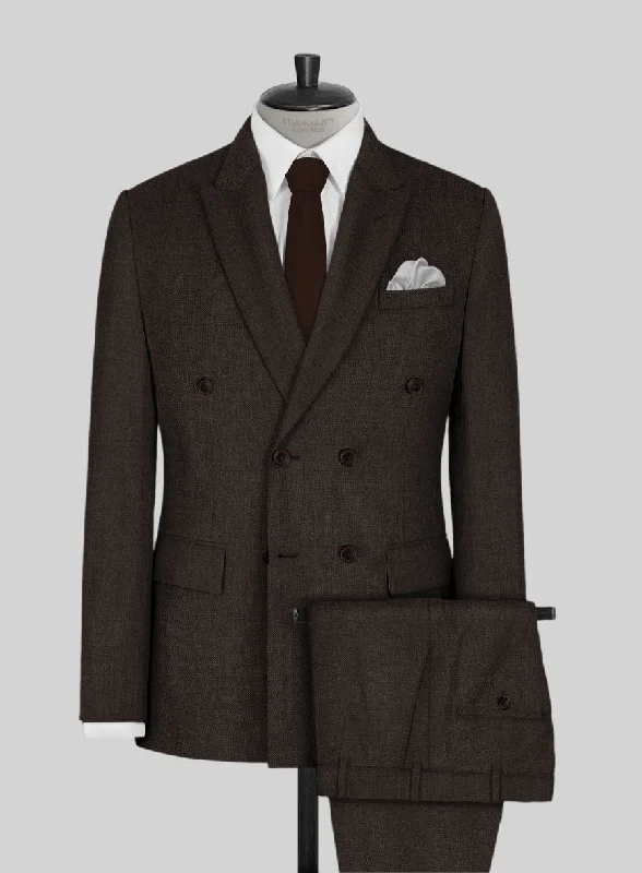 Elevated Monochrome Napolean Dark Brown Wool Suit