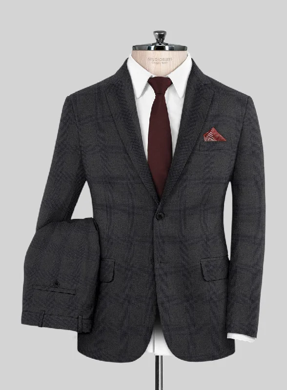 Chic Casualwear Scabal Arriol Checks Charcoal Wool Suit