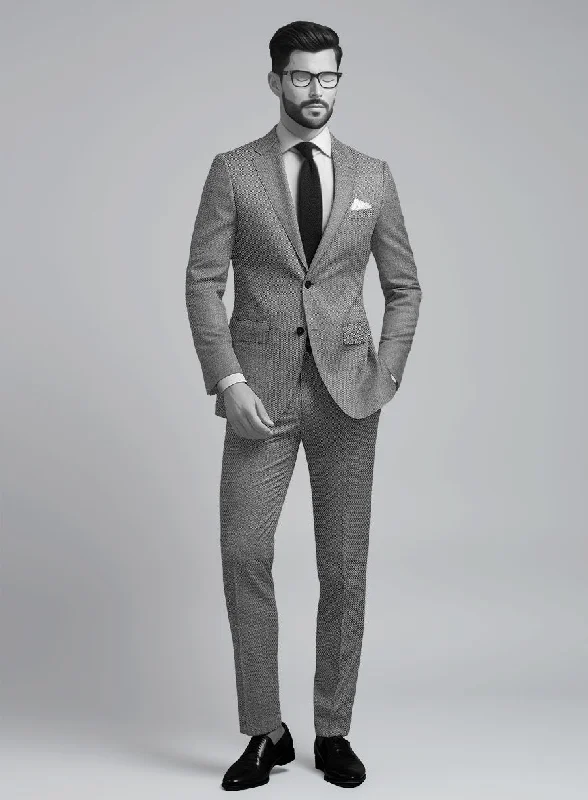 Smart Monochrome Napolean BW Birdseye Wool Suit