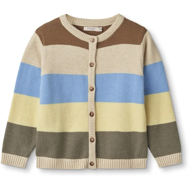 Sleek Layers Fliink Sandshell Multi Stripe Cardigan