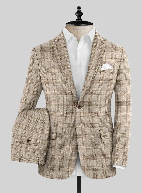 Retro Sportwear Noble Sofia Beige Wool Silk Linen Suit