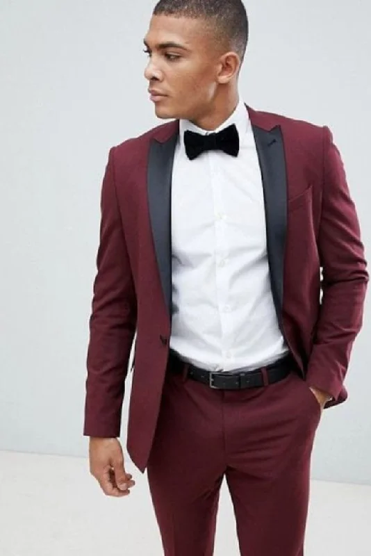 Neutral Fashion Tuxedo Two Piece Suit For Men Burgundy Wedding Suit, Formal Fashion Slim Fit Suit, Dinner Suit, Gift For Him