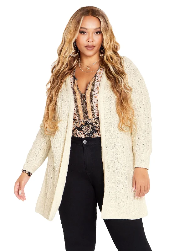 Tailored Utility Camilla Cable Knit Hooded Cardigan