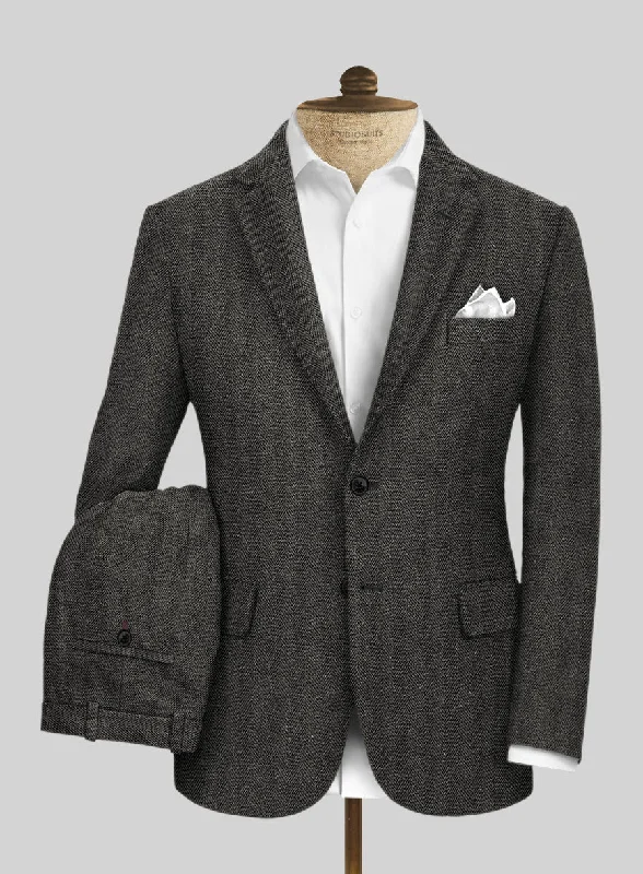 Earthy Casual Highlander Charcoal Herringbone Tweed Suit