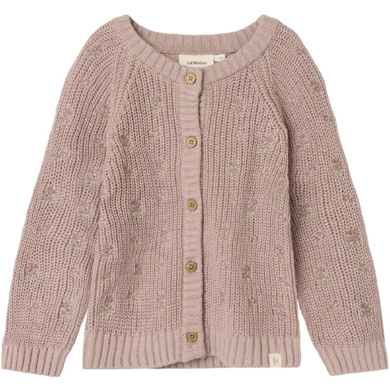 Classic Neutrals Lil'Atelier Shadow Gray Emlen Embroidery Ao Strik Cardigan