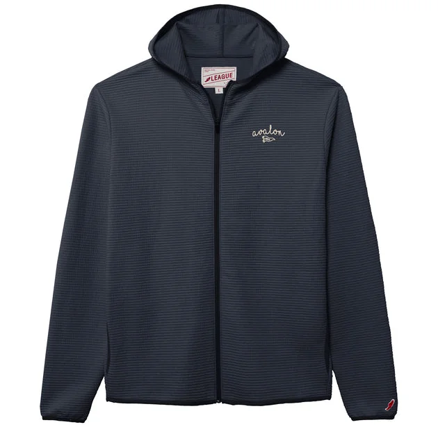 Contemporary Relaxed Men's Avalon Summit Full Zip w/Hood - Washed Dark Navy