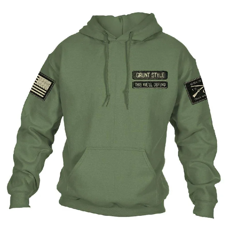 Chic Simplicity Name Tape Hoodie - Military Green