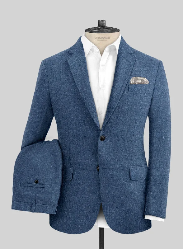 Tailored Essentials Solbiati Denim Mid Blue Linen Suit