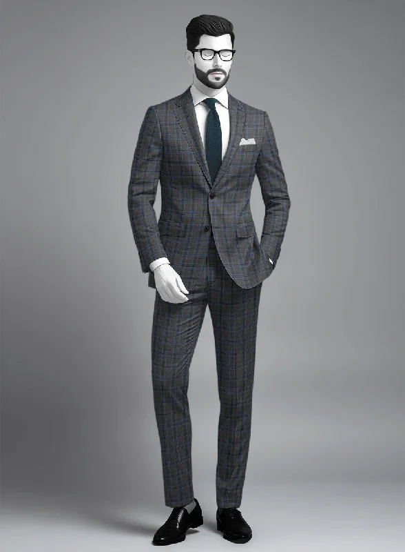 Soft Monochrome Napolean Sarcho Gray Blue Wool Suit