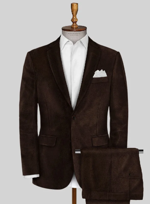 Tailored Modern Brown Velvet Suit