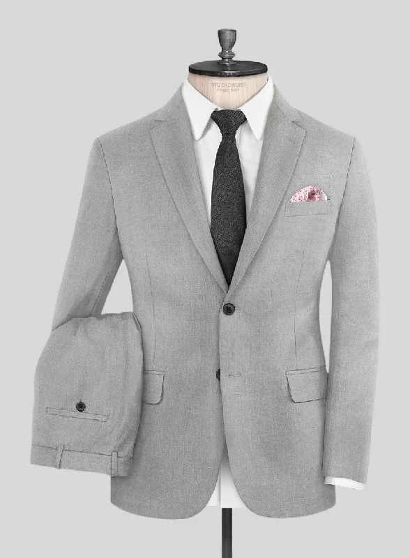 Sporty Modern Marco Stretch Light Gray Wool Suit