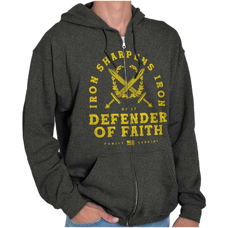 Modern Rugged Iron Sharpens Iron Zip Hoodie