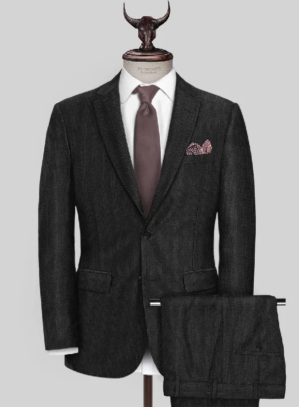 Neutral Patterns Scabal Londoner Emingo Stripe Charcoal Wool Suit