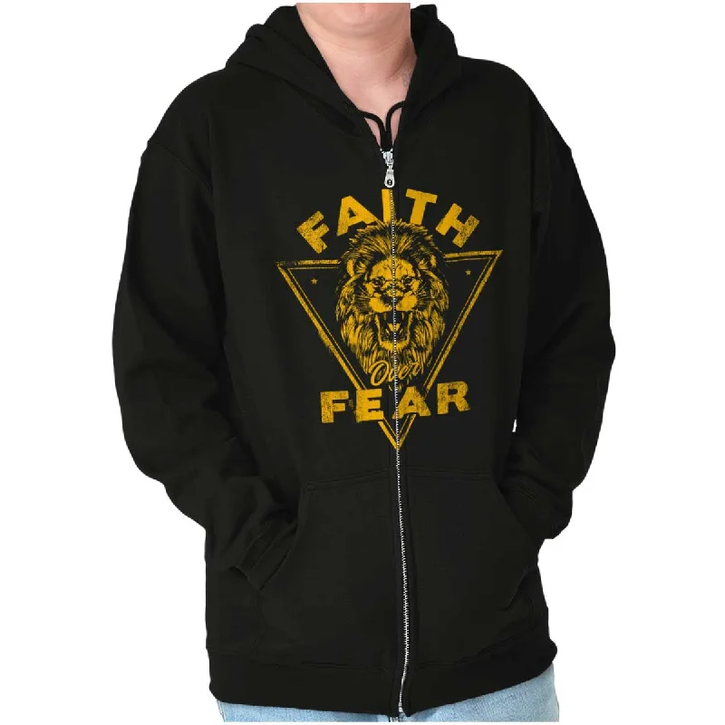 Rugged Fit Faith Over Fear Lion Zip Hoodie