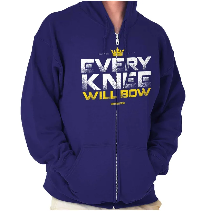 Modern Outdoor Every Knee Will Bow Crown Zip Hoodie