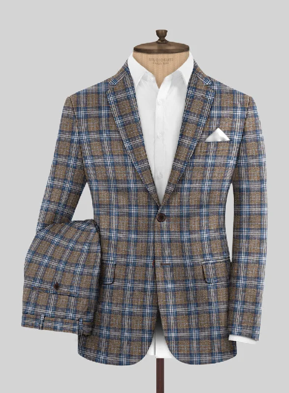 Casual Classic Noble Daniel Tartan Wool Silk Linen Suit