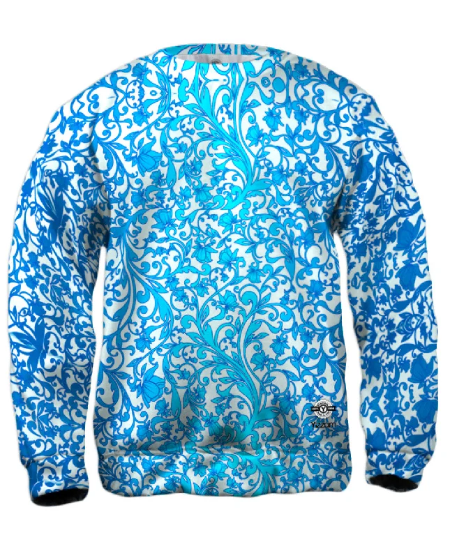 Relaxed Denim Swirl Flower Navy Turquoise Pattern