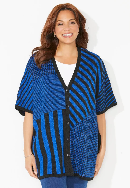 Relaxed Denim V-Neck Pullover Poncho