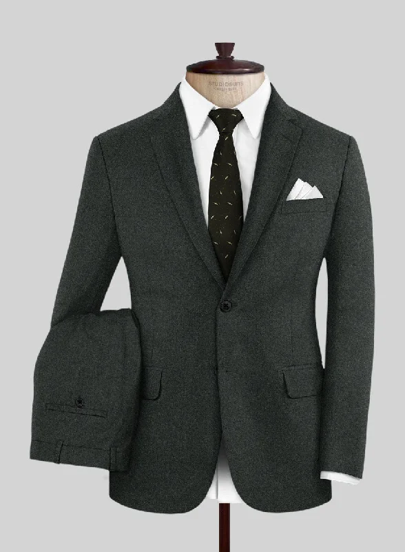 Fashionable Classics Italian Turna Dark Green Flannel Suit