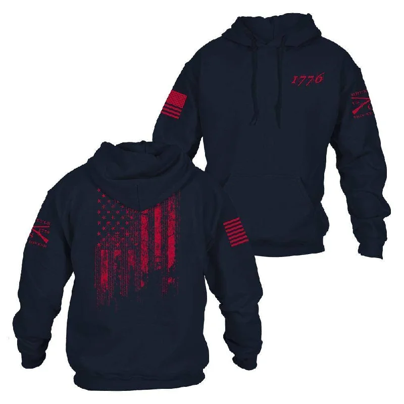 Preppy Sporty 1776 Flag Hoodie - Navy