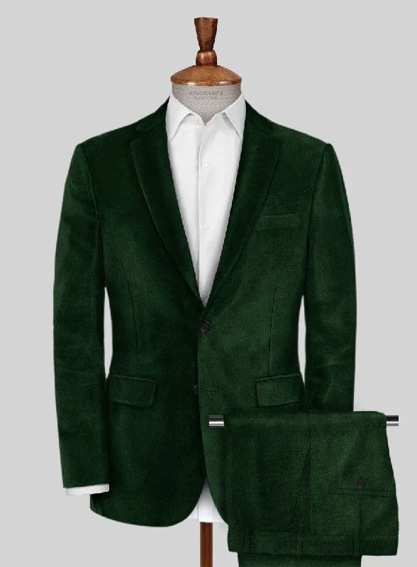 Minimalist Patterns Green Velvet Suit