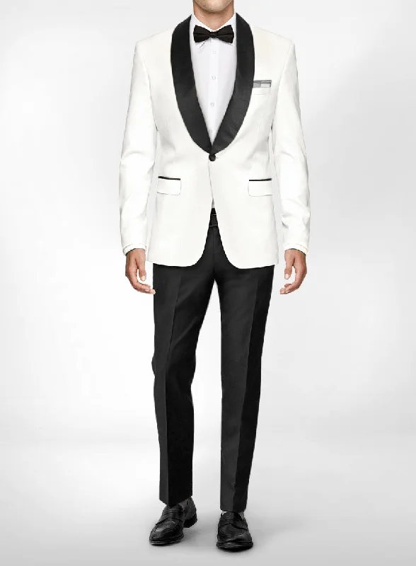 Contemporary Relaxed Tuxedo Suit - Ivory Jacket Black Trouser