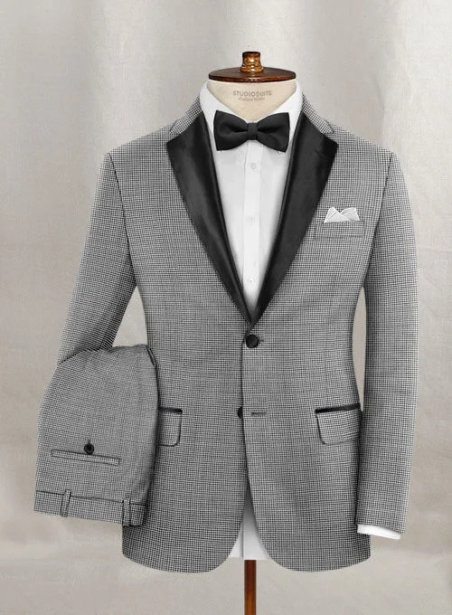 Contemporary Outfit Napolean Mini Houndstooth White Wool Tuxedo Suit