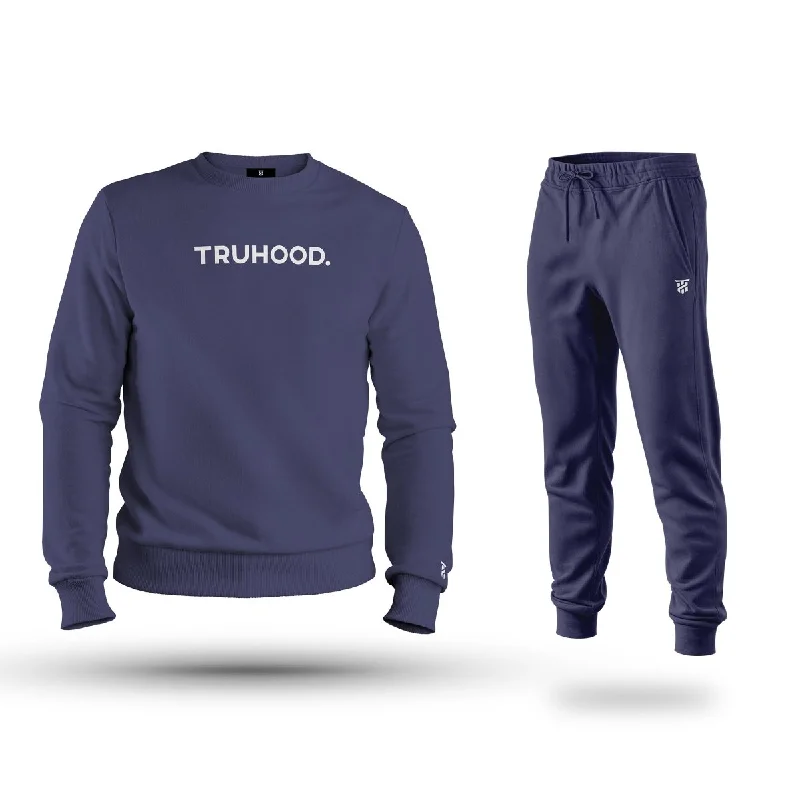 Preppy Sporty Premium Men's & Boys' Navy Sweatshirt Tracksuit Set | Navy Blue Options | OG High Density Print