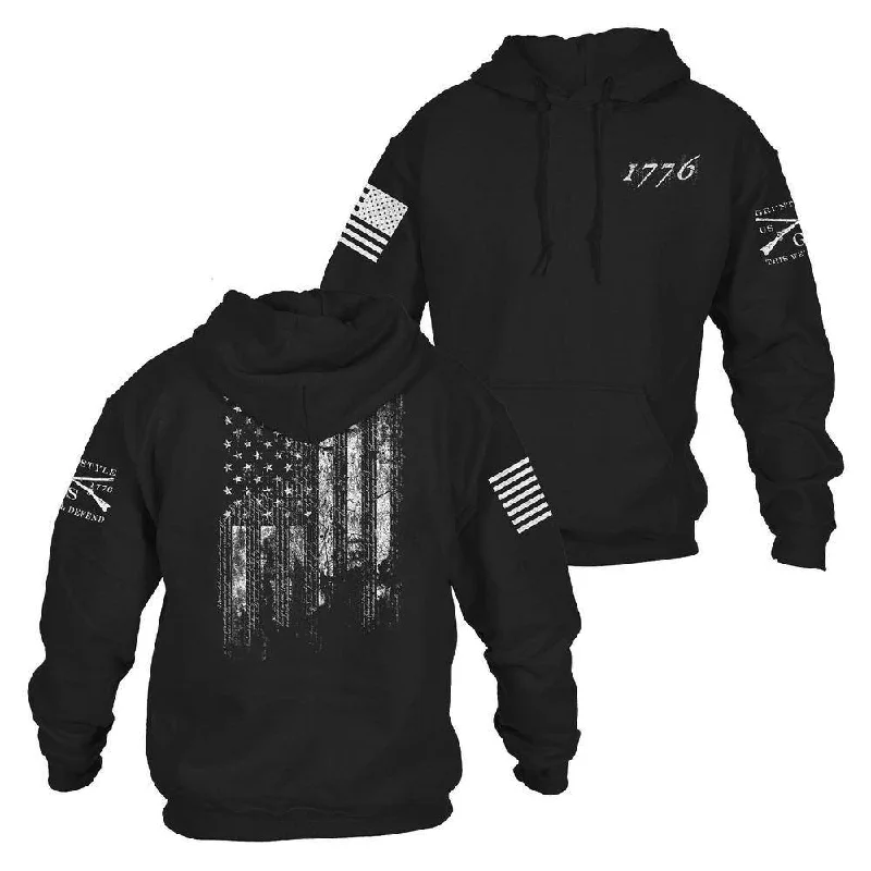 Contemporary Relaxed 1776 Flag Hoodie - Black