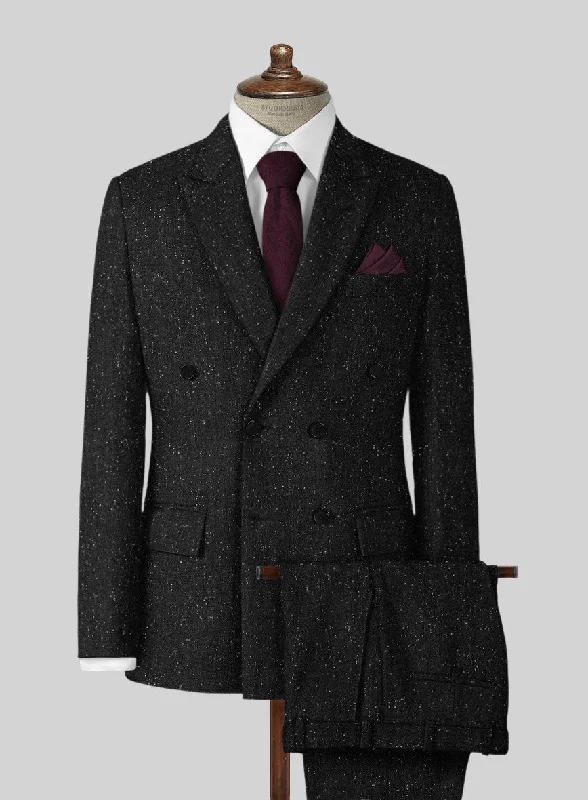 Modern Outdoor Black Flecks Donegal Tweed Suit