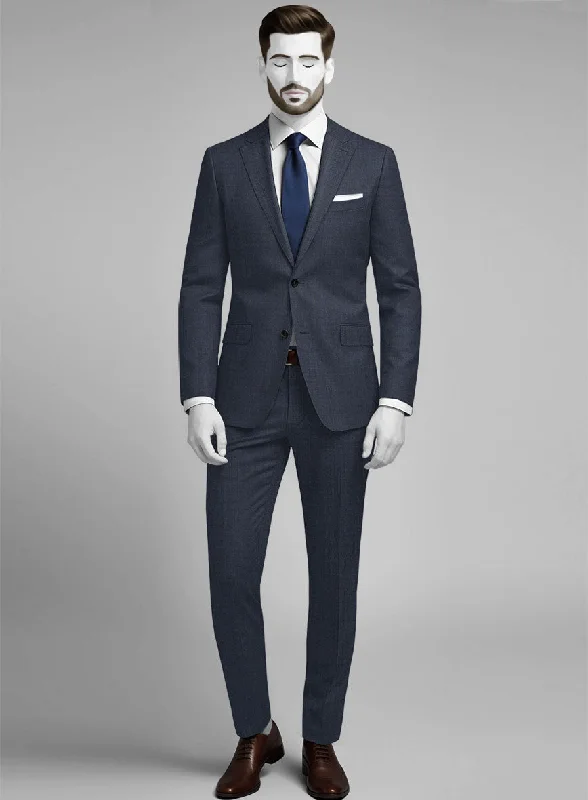 Earthy Minimalism Napolean Highball Blue Wool Suit