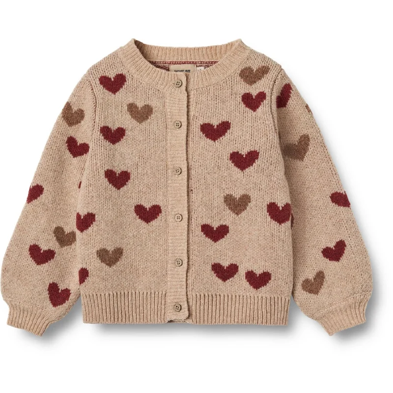 Modern Outdoor Wheat Offwhite Jacquard Cardigan Hearts