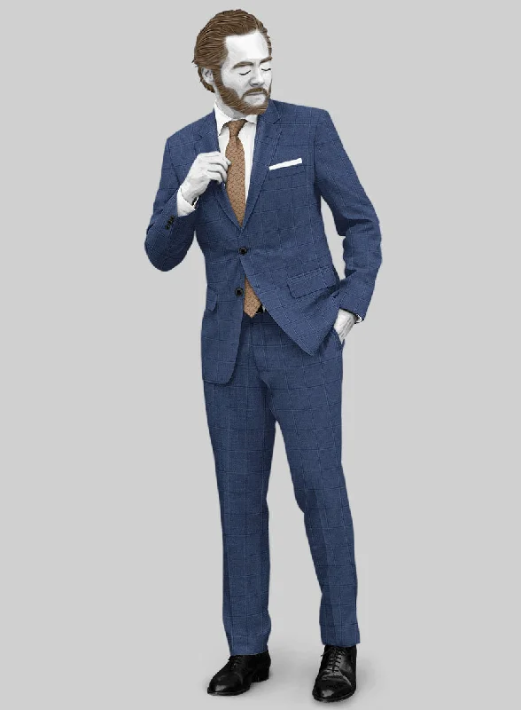 Elevated Tailoring Napolean Pane Blue Wool Suit