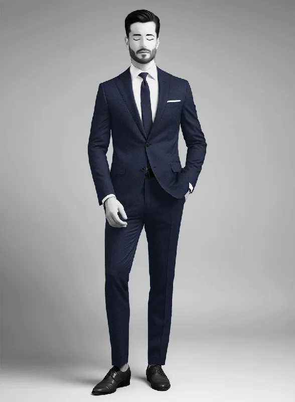 Modern Rugged Napolean Royal Blue Birdseye Wool Suit