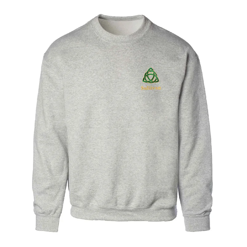 Smart Urban Celtic Trinity Knot Embroidered Personalized Sweatshirt- Gray