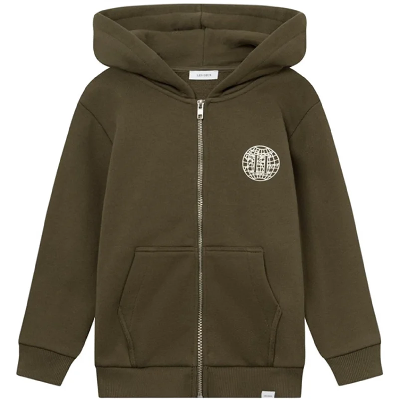 Simplified Chic Les Deux Kids Olive Night/Ivory Globe Zipper Hoodie