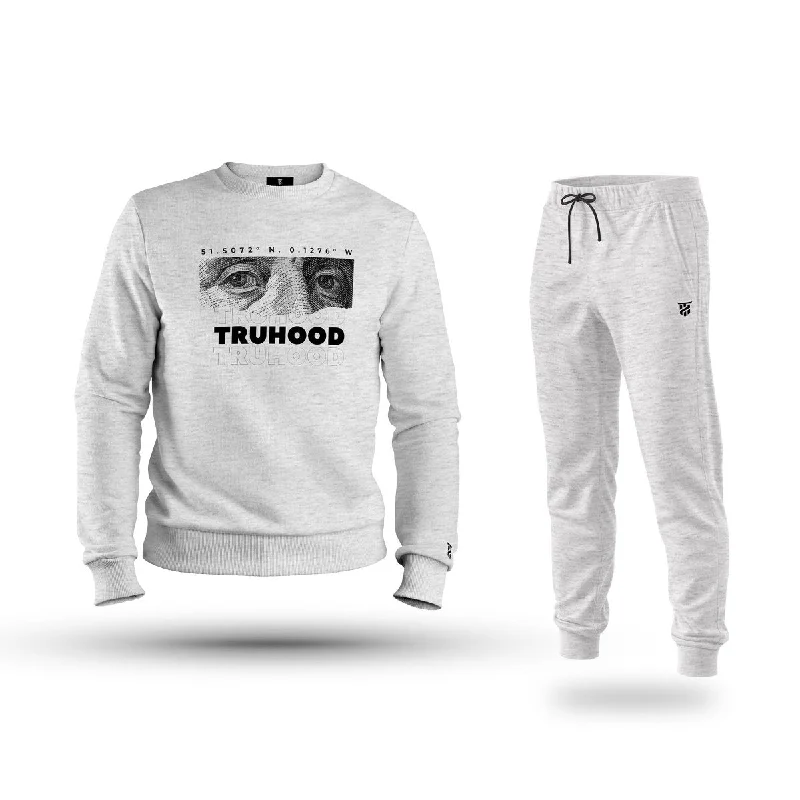 Modern Outerwear Premium Men's Grey/White Sweatshirt Tracksuit Set | Light & Dark Options | OG High Density Print