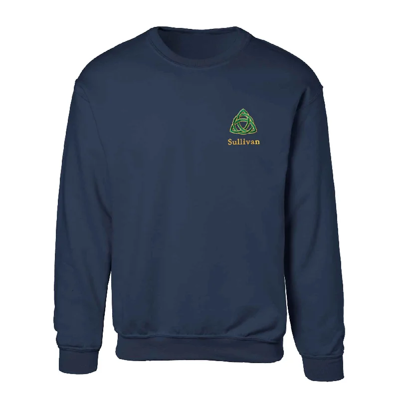 Casual Classic Celtic Trinity Knot Embroidered Personalized Sweatshirt- Navy