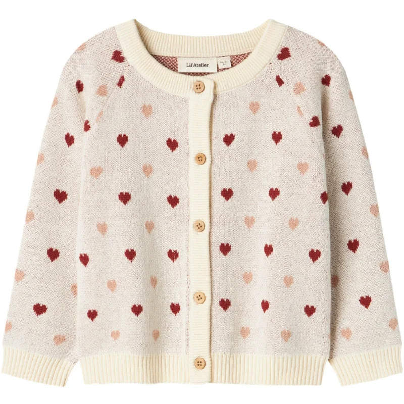 High-Fashion Basics Lil'Atelier Turtledove Saran Strik Cardigan Heart