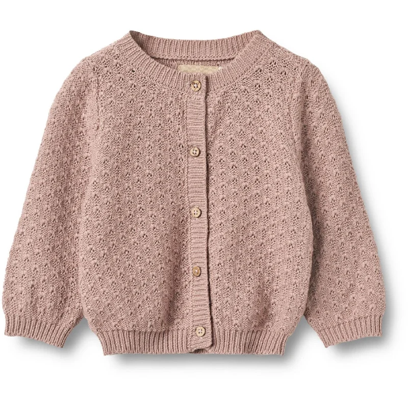 Streetwear Fusion Wheat Dry Rose Knit Cardigan Magnella