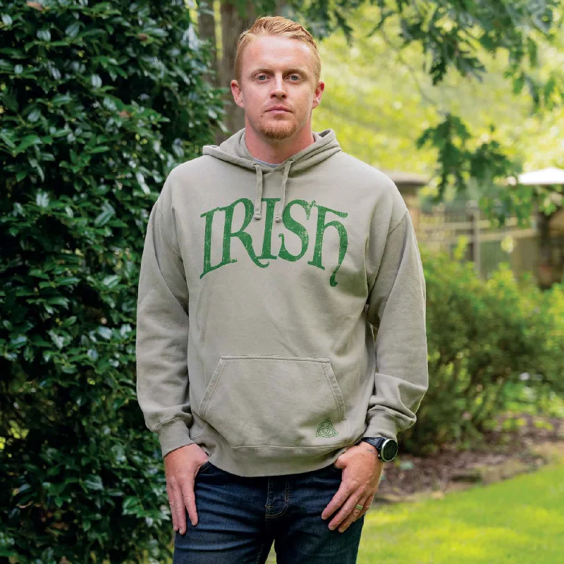 Classic Weekend Irish Comfortwash Hoodie with Trinity on Pocket, Grey