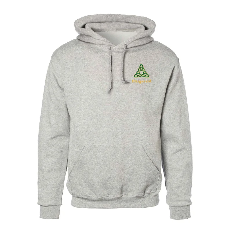 Rugged Elegance Celtic Triangle Knot Embroidered Personalized Hoodie- Gray