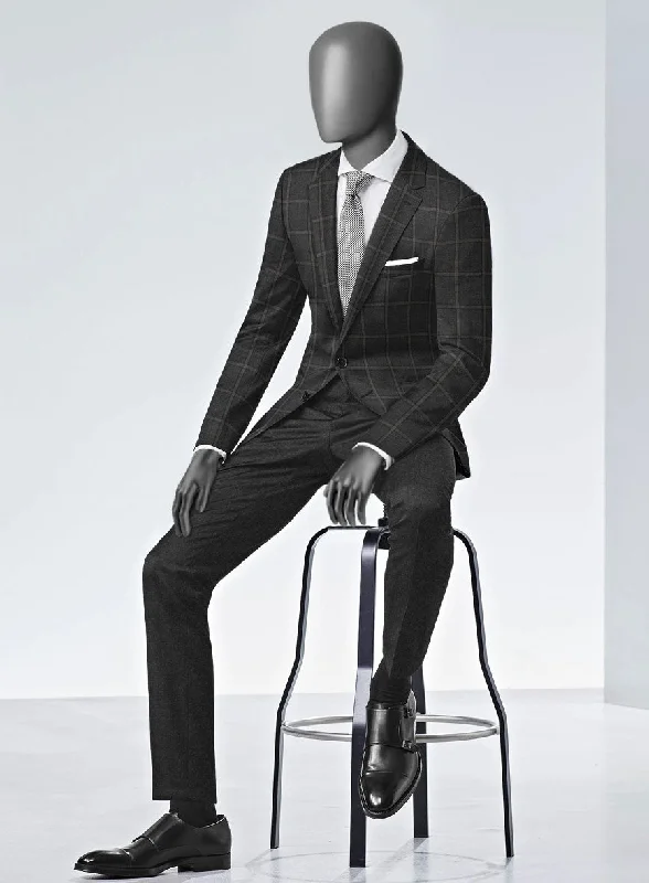 Streetwear Classics Scabal Charcoal Windowpane Wool Combination Suit