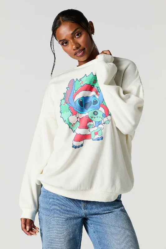 Santa Stitch Graphic Fleece Christmas Sweatshirt